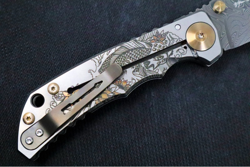 Spartan Blades HARSEY Titanium Folder 2022 Special Edition - Drop Point Blade / Chad Nichols Damascus / Koi Pond Anodized Handle