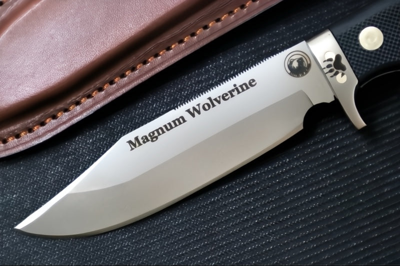 Knives of Alaska Magnum Wolverine Fixed Blade - Surgrip Handle / D2 Tool Steel / Clip Point Blade / Brown Leather Sheath 00158FG