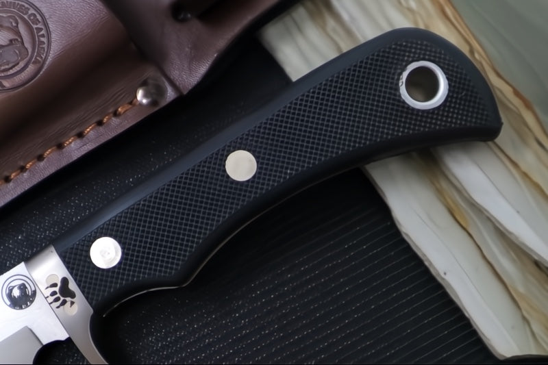 Knives of Alaska Magnum Wolverine Fixed Blade - Surgrip Handle / D2 Tool Steel / Clip Point Blade / Brown Leather Sheath 00158FG