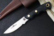 Knives of Alaska Alpha Wolf Fixed Blade - Black Surgrip Handle / D2 Tool Steel / Drop Point Blade / Brown Leather Sheath 00326FG - Northwest Knives