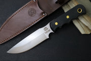 Knives of Alaska Bush Camp Fixed Blade - Black Surgrip Handle / D2 Tool Steel / Drop Point Blade / Brown Leather Sheath 00014FG - Northwest Knives