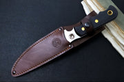 Knives of Alaska Bush Camp Fixed Blade - Black Surgrip Handle / D2 Tool Steel / Drop Point Blade / Brown Leather Sheath 00014FG - Northwest Knives