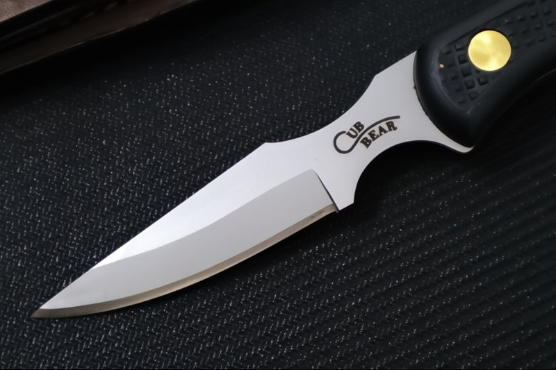 Knives of Alaska Trekker Pronghorn & Cub Fixed Blade Combo - Black Surgrip Handle / D2 Tool Steel / Clip Point Blade / Brown Leather Sheath 00197FG