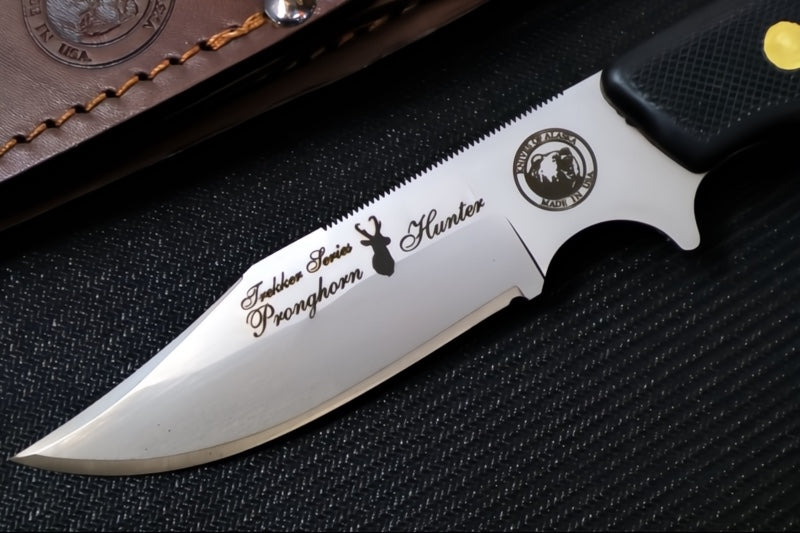 Knives of Alaska Trekker Pronghorn & Cub Fixed Blade Combo - Black Surgrip Handle / D2 Tool Steel / Clip Point Blade / Brown Leather Sheath 00197FG