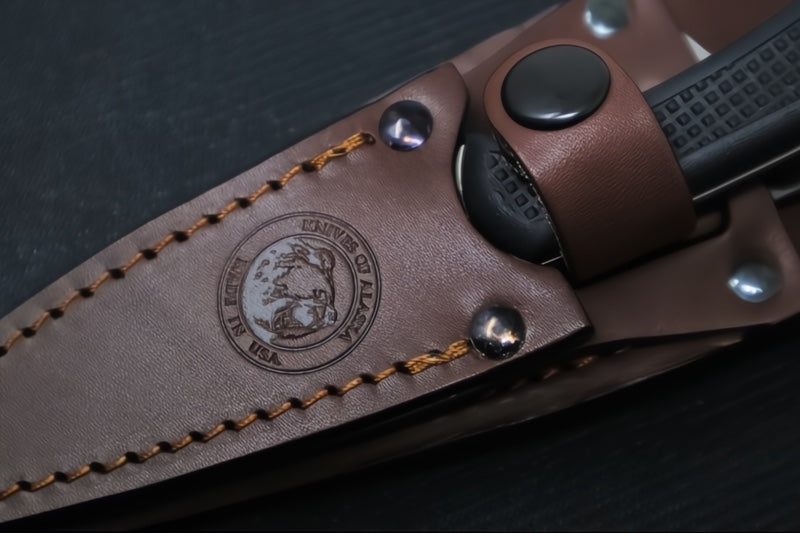 Knives of Alaska Trekker Pronghorn & Cub Fixed Blade Combo - Black Surgrip Handle / D2 Tool Steel / Clip Point Blade / Brown Leather Sheath 00197FG