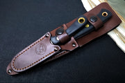 Knives of Alaska Alpha Wolf & Cub Fixed Blade Combo - Black Surgrip Handle / D2 Tool Steel / Drop Point Blade / Brown Leather Sheath 00358FG - Northwest Knives