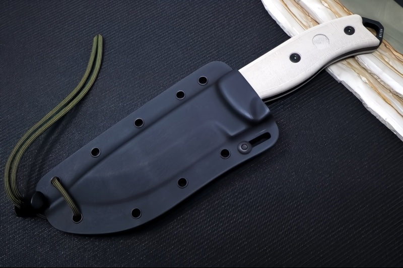 Esee Knives Model 5 - Natural Canvas Micarta Handle / 1095 Steel / Black Textured Powdered Blade 5P-E