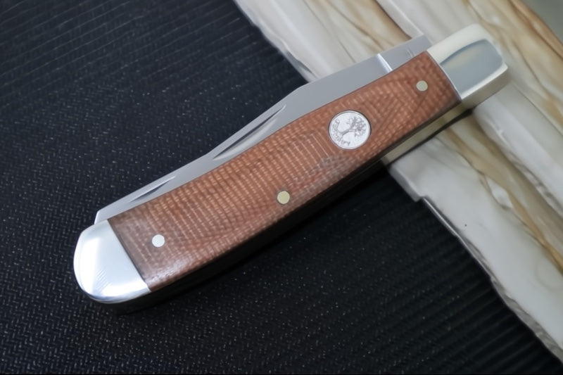 Boker Treebrand Trapper - Brown Canvas Micarta Handle / D2 Steel / Satin Finish 110889