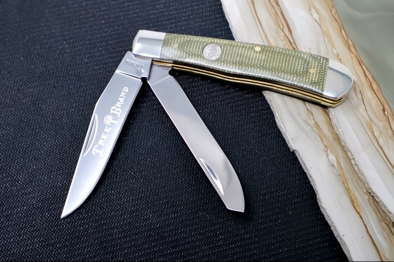 Boker Treebrand Trapper - Green Canvas Micarta Handle / D2 Steel / Satin Finish 110888 - Northwest Knives