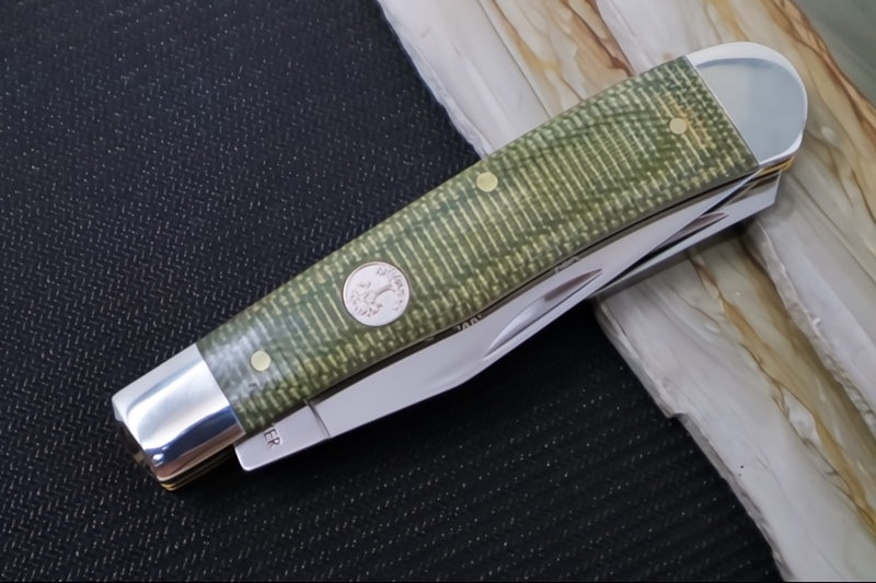 Boker Treebrand Trapper - Green Canvas Micarta Handle / D2 Steel / Satin Finish 110888 - Northwest Knives