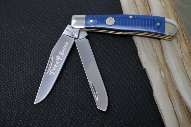 Boker Treebrand Trapper - Denim Blue Canvas Micarta Handle / D2 Steel / Satin Finish 110887