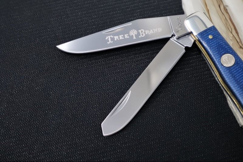 Boker Treebrand Trapper - Denim Blue Canvas Micarta Handle / D2 Steel / Satin Finish 110887