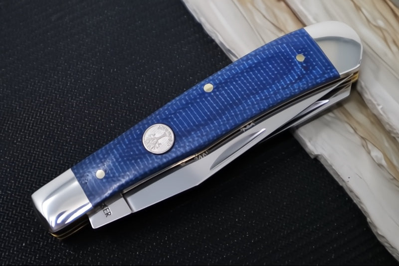 Boker Treebrand Trapper - Denim Blue Canvas Micarta Handle / D2 Steel / Satin Finish 110887 - Northwest Knives