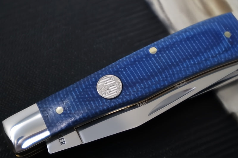 Boker Treebrand Trapper - Denim Blue Canvas Micarta Handle / D2 Steel / Satin Finish 110887