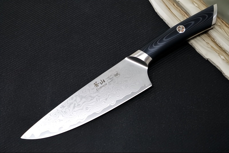 Cangshan Cutlery KURO Series 6" Chef's Knife - Forged X-7 Damascus - Ashwood Magnetic Sheath 504272 - Northwest Knives