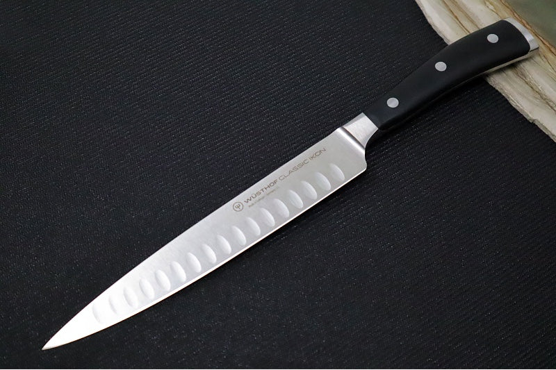 Wusthof Classic Ikon - 8" Carving Knife w/ Hollow Edge - Fully forged German stainless steel (X50 CrMoV 15) - Made in Solingen, Germany