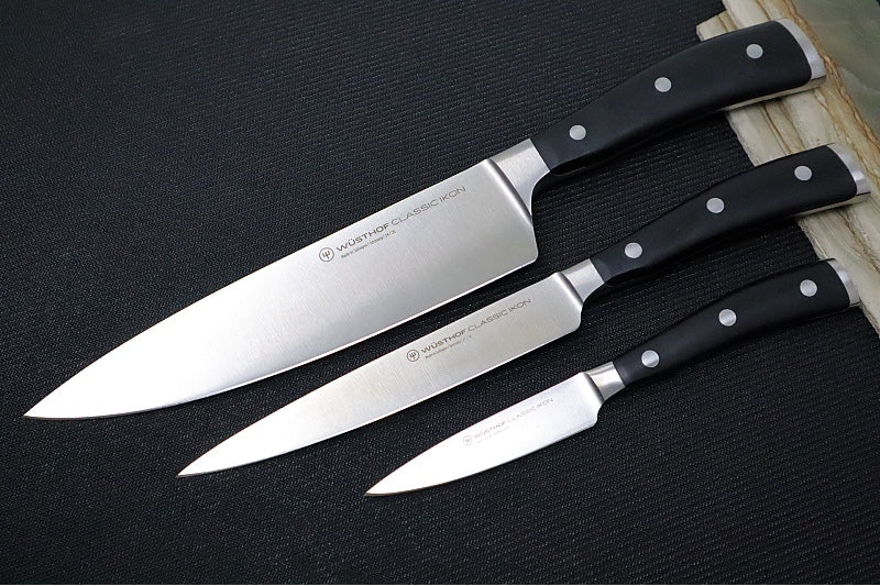 Wusthof Classic Ikon - 3pc Chef's Set - Fully forged German stainless steel (X50 CrMoV 15) - Made in Solingen, Germany