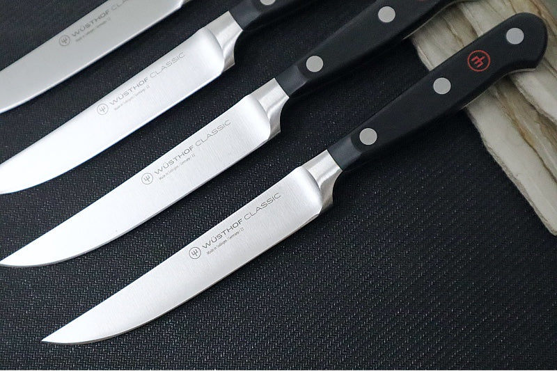 Wusthof Classic - 6pc Steak Knife Set - Fully forged German stainless steel (X50 CrMoV 15) - Made in Solingen, Germany