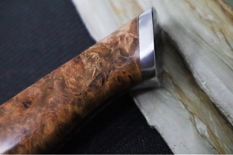 STEELPORT Knife Co. - 8" Chef's Knife - American Forged 52100 Carbon Steel with Coffee Patina - Handcrafted In Portland, Oregon - Northwest Knives