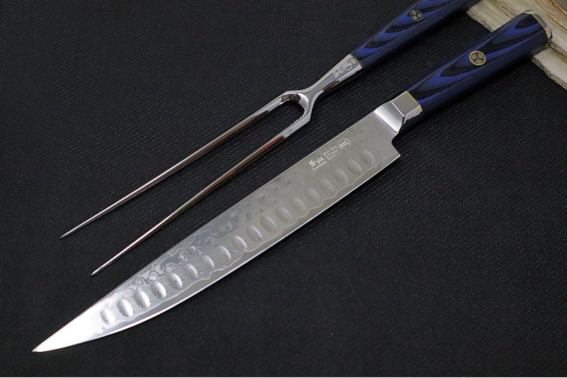 Cangshan Cutlery Kita Series 2pc Carving Set - 67 Layered Forged X-7 Damascus - Ash Wood Storage Box 501516