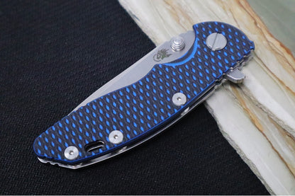 Rick Hinderer Knives XM-18 3.0" - Stonewash Finish / Spanto Blade / Black & Blue G-10