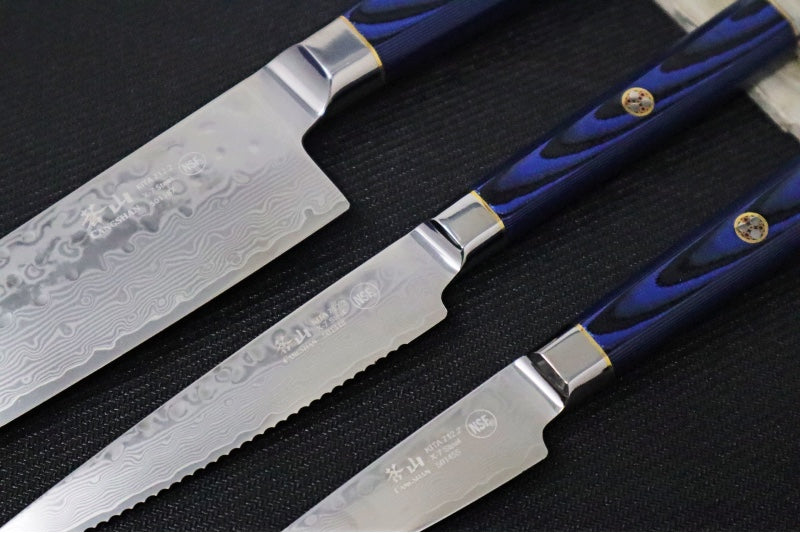 Cangshan Cutlery Kita Series 3pc Starter Set - 67 Layered Forged X-7 Damascus - Ash Wood Storage Box 501530 - Northwest Knives
