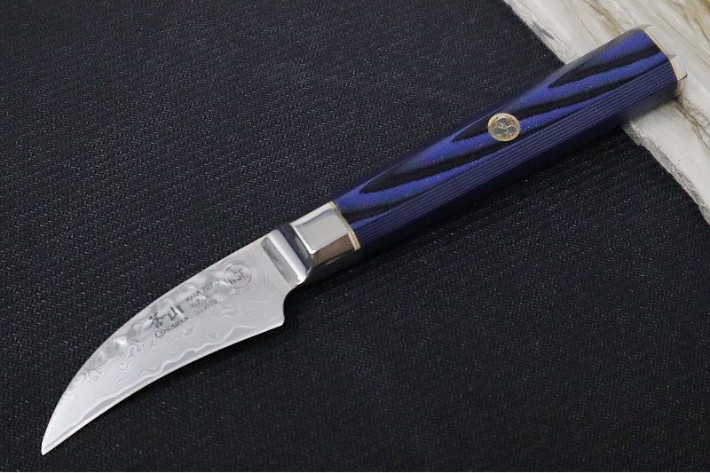 Cangshan Cutlery Kita Series 2.5" Peeling / Bird's Beak Knife - 67 Layered Forged X-7 Damascus - Magnetic Wood Saya Sheath - Northwest Knives