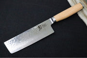 Shun Premier Blonde - 5.5" Nakiri Knife - 69 Layered Damascus -Hammered Tsuchime Finish - Blonde Colored Pakkawood Handle - Made in Seki City, Japan - Northwest Knives