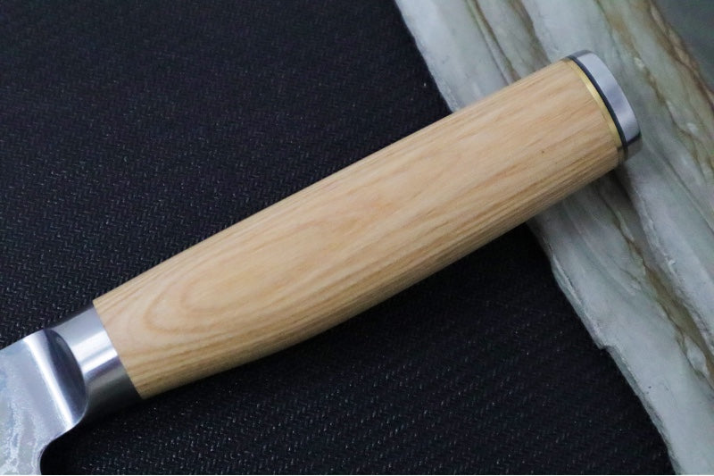 Shun Premier Blonde - 9.5" Slicing Knife - 69 Layered Damascus -Hammered Tsuchime Finish - Blonde Colored Pakkawood Handle - Made in Seki City, Japan
