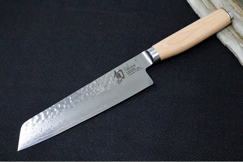 Shun Premier Blonde - 6.5" Master Utility Knife - 69 Layered Damascus -Hammered Tsuchime Finish - Blonde Colored Pakkawood Handle - Made in Seki City, Japan