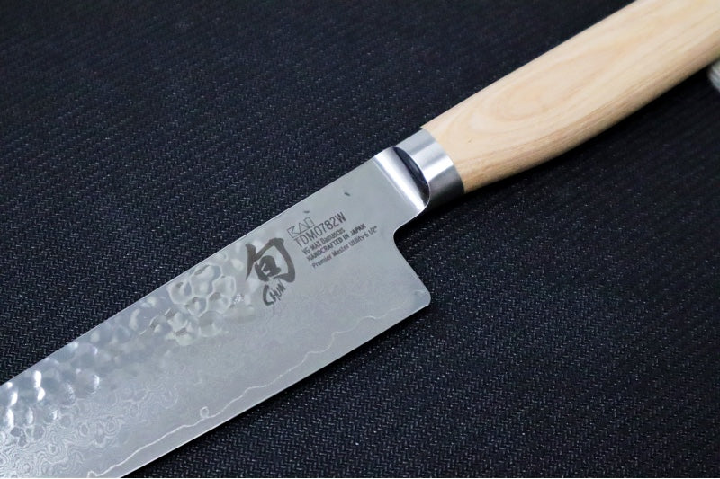 Shun Premier Blonde - 6.5" Master Utility Knife - 69 Layered Damascus -Hammered Tsuchime Finish - Blonde Colored Pakkawood Handle - Made in Seki City, Japan