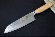 Shun Premier Blonde - 7" Santoku Knife - 69 Layered Damascus -Hammered Tsuchime Finish - Blonde Colored Pakkawood Handle - Made in Seki City, Japan - Northwest Knives