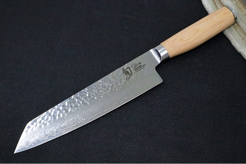 Shun Premier Blonde - 8" Kirisuke Knife - 69 Layered Damascus -Hammered Tsuchime Finish - Blonde Colored Pakkawood Handle - Made in Seki City, Japan