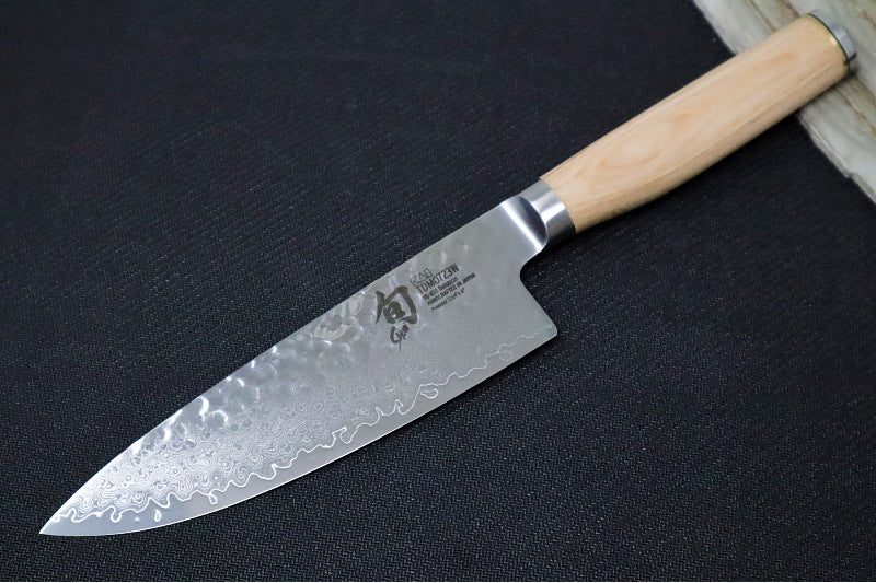 Shun Premier Blonde - 6" Chef's Knife - 69 Layered Damascus -Hammered Tsuchime Finish - Blonde Colored Pakkawood Handle - Made in Seki City, Japan