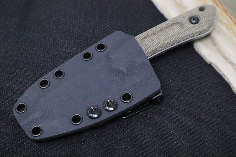 Schwarz Designs Overland Sport - Green Canvas Micarta Handle / CPM-Magnacut Blade / Stonewash Finish / Black Kydex Sheath