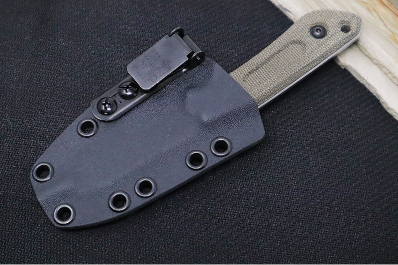 Schwarz Designs Overland Sport - Green Canvas Micarta Handle / CPM-Magnacut Blade / Stonewash Finish / Black Kydex Sheath