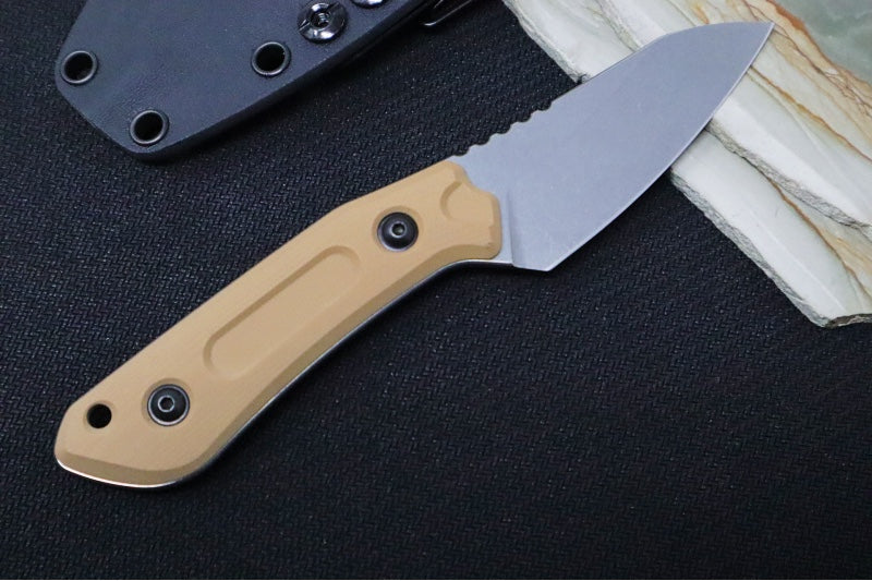 Schwarz Designs Overland Sport - Coyote Tan G-10 Handle / CPM-Magnacut Blade / Stonewash Finish / Black Kydex Sheath