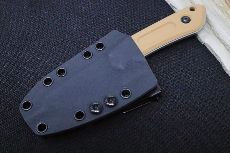 Schwarz Designs Overland Sport - Coyote Tan G-10 Handle / CPM-Magnacut Blade / Stonewash Finish / Black Kydex Sheath