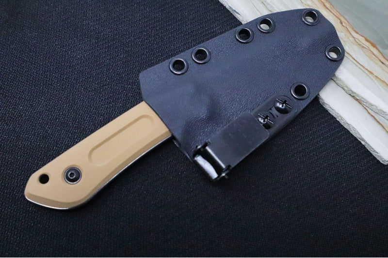 Schwarz Designs Overland Sport - Coyote Tan G-10 Handle / CPM-Magnacut Blade / Stonewash Finish / Black Kydex Sheath