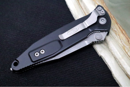 Microtech SOCOM Elite - Single Edge with Partial Serrates / Apocalyptic Finish / Black Anodized Aluminum Handle with Black Insertsd 160-11AP