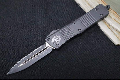 Microtech Combat Troodon OTF - Tungsten Cerakoted Blade / Double Edge with Full Serrate / Tungsten Cerakoted Aluminum Handle - 142-3CDT
