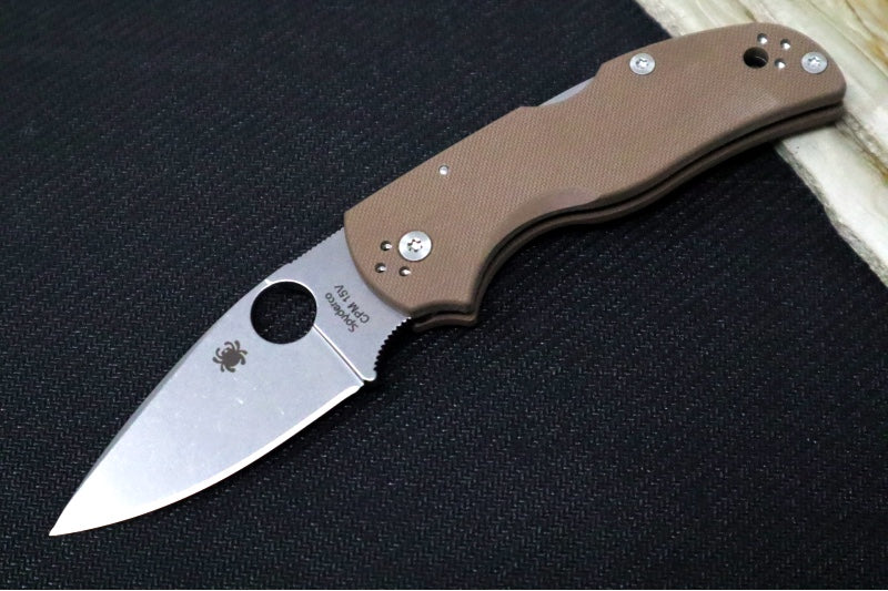 Spyderco Native 5 SPRINT RUN - Brown G-10 Handle / CPM-15V Steel / Drop Point / Satin Finish C41GPBN15V5