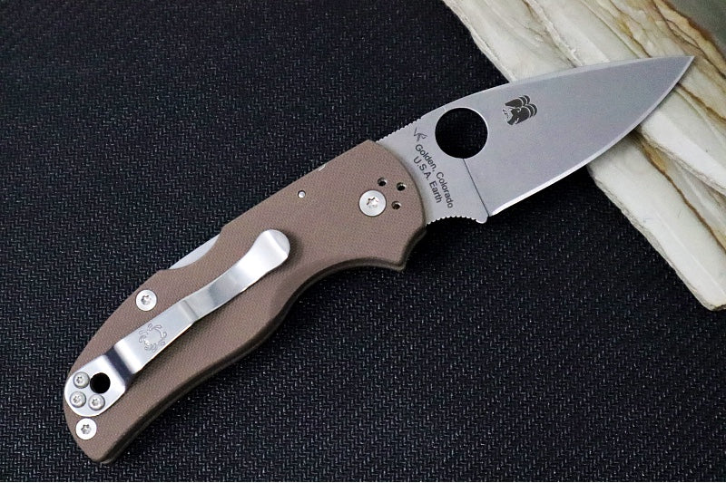 Spyderco Native 5 SPRINT RUN - Brown G-10 Handle / CPM-15V Steel / Drop Point / Satin Finish C41GPBN15V5