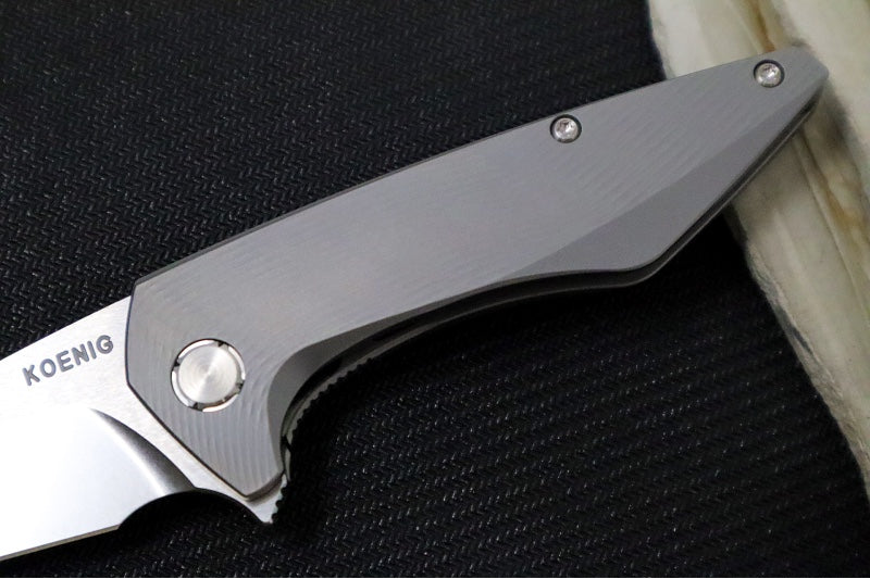 Koenig Mini Goblin - Sea Patterned Handle - Brightwashed Blade with Polished Flats - Silver Anodized Spacer & Hardware MG12211111
