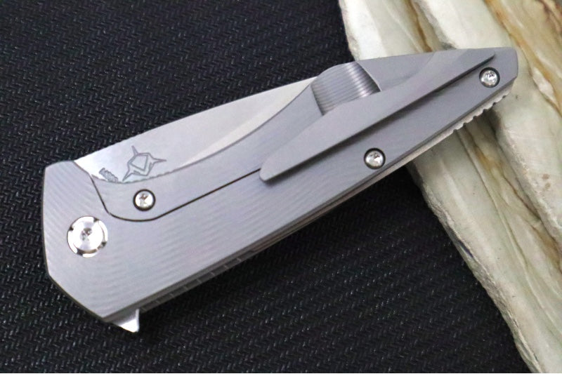 Koenig Mini Goblin - Sea Patterned Handle - Brightwashed Blade with Polished Flats - Silver Anodized Spacer & Hardware MG12211111