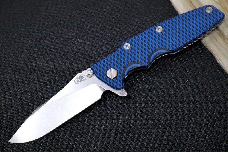 Rick Hinderer Knives Eklipse 3.5" Skinny - Hollow Ground Slicer Blade / CPM-Magnacut Steel / Black & Blue G-10 & Titanium Handle