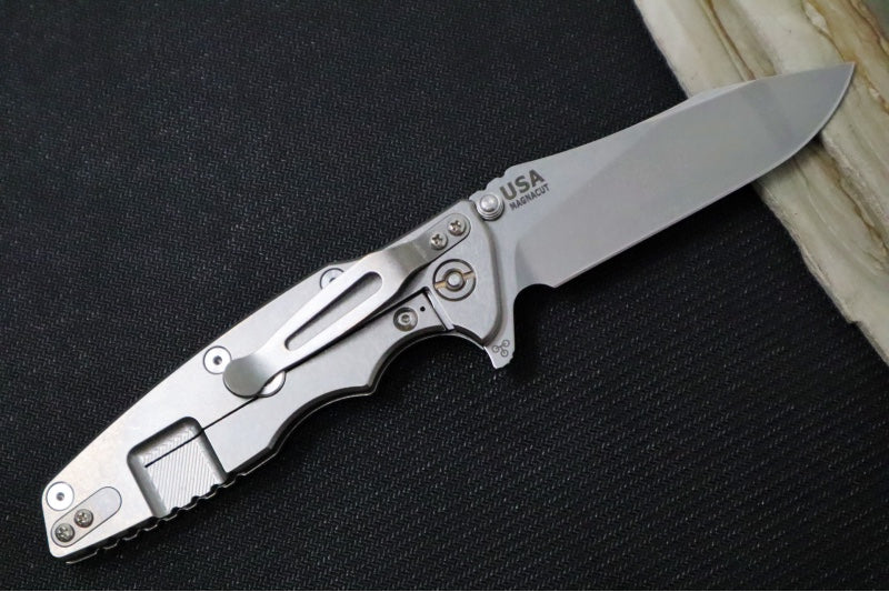 Rick Hinderer Knives Eklipse 3.5" Skinny - Hollow Ground Slicer Blade / CPM-Magnacut Steel / Black & Blue G-10 & Titanium Handle