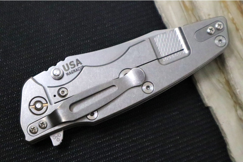 Rick Hinderer Knives Eklipse 3.5" Skinny - Hollow Ground Slicer Blade / CPM-Magnacut Steel / Black & Blue G-10 & Titanium Handle