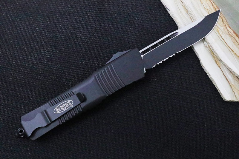Microtech Combat Troodon Tactical OTF - Black Blade / Single Edgewith Partial Serrates / Black Handle & Hardware 143-2T