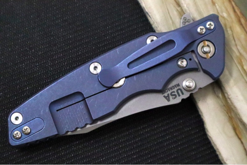Rick Hinderer Knives Eklipse 3.5" Skinny - Hollow Ground Slicer Blade / CPM-Magnacut Steel / Black & Blue G-10 & Battle Blue Titanium Handle
